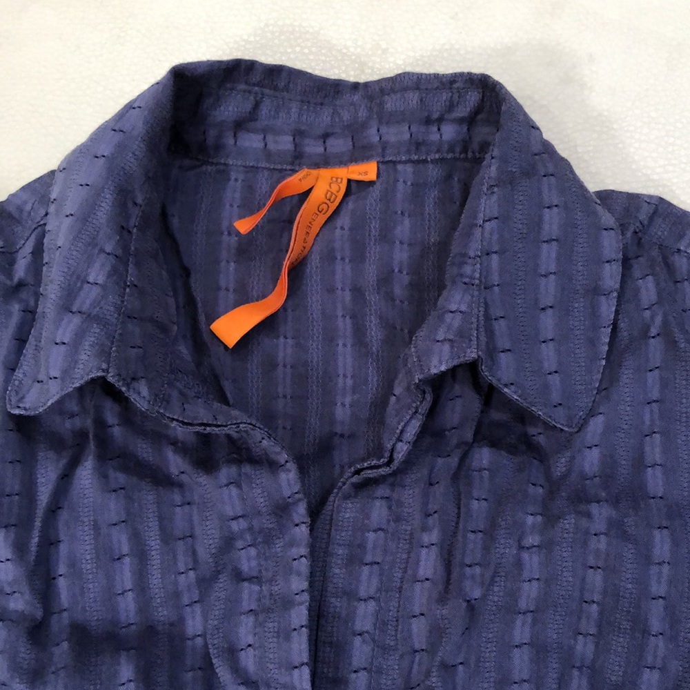 Bcbgeneration Navy Seersucker Button Down Shirt - image 3